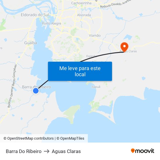 Barra Do Ribeiro to Aguas Claras map