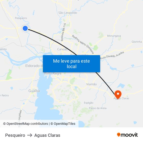 Pesqueiro to Aguas Claras map