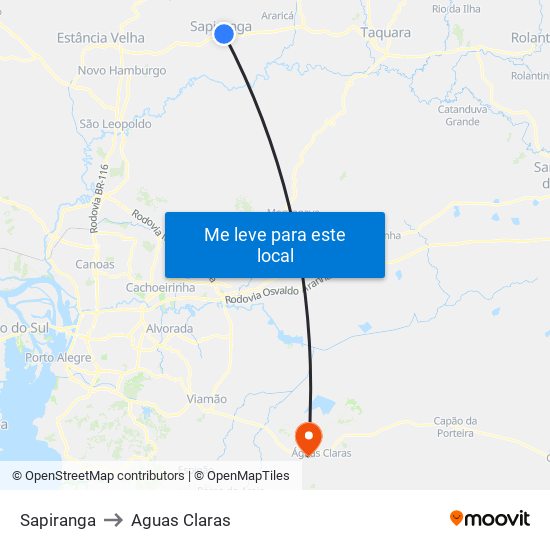 Sapiranga to Aguas Claras map