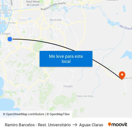 Ramiro Barcelos - Rest. Universitário to Aguas Claras map