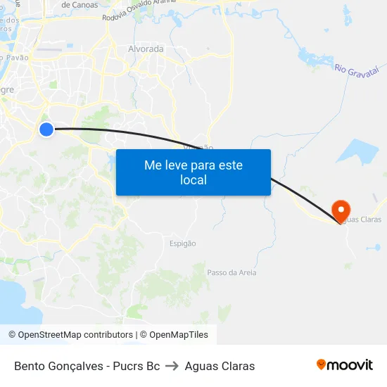 Bento Gonçalves - Pucrs Bc to Aguas Claras map