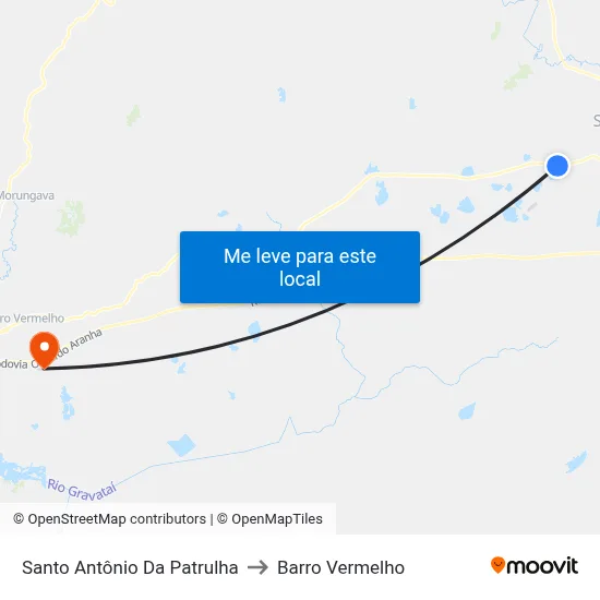 Santo Antônio Da Patrulha to Barro Vermelho map