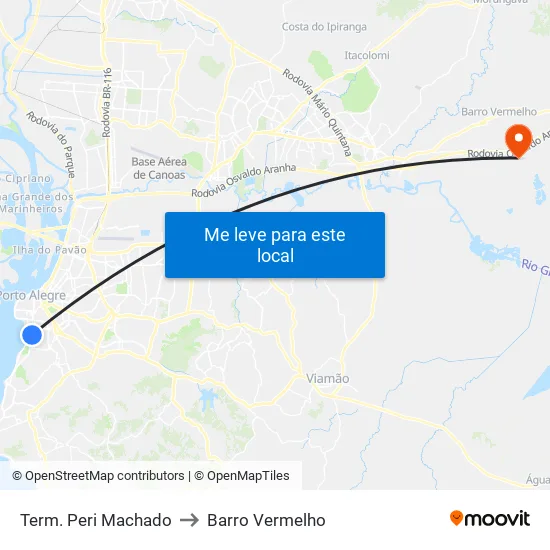 Term. Peri Machado to Barro Vermelho map