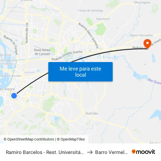 Ramiro Barcelos - Rest. Universitário to Barro Vermelho map
