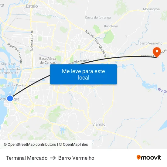 Terminal Mercado to Barro Vermelho map