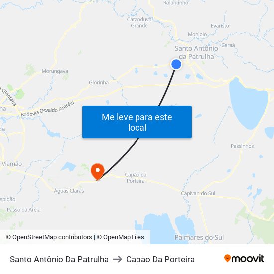 Santo Antônio Da Patrulha to Capao Da Porteira map