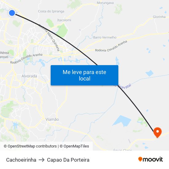 Cachoeirinha to Capao Da Porteira map