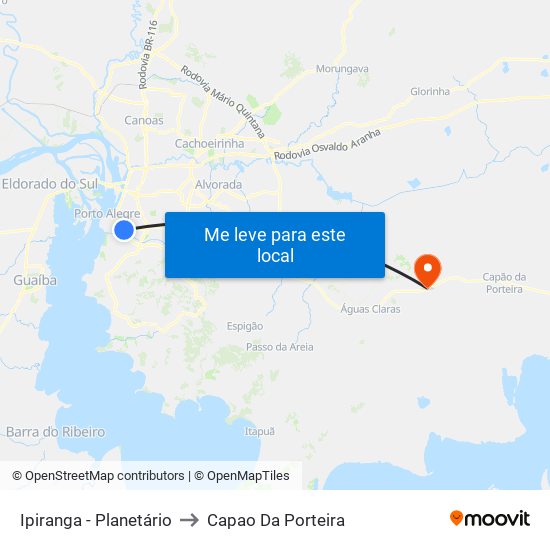 Ipiranga - Planetário to Capao Da Porteira map