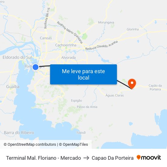 Terminal Mal. Floriano - Mercado to Capao Da Porteira map