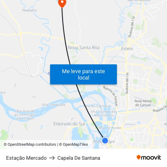 Estação Mercado to Capela De Santana map