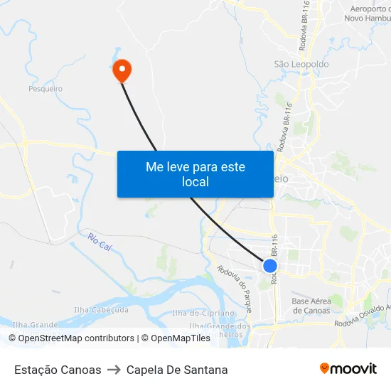 Estação Canoas to Capela De Santana map