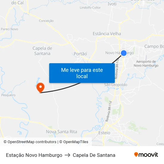 Estação Novo Hamburgo to Capela De Santana map