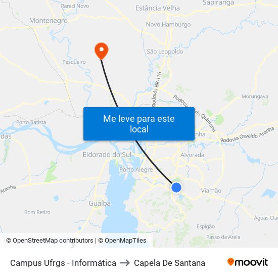Campus Ufrgs - Informática to Capela De Santana map
