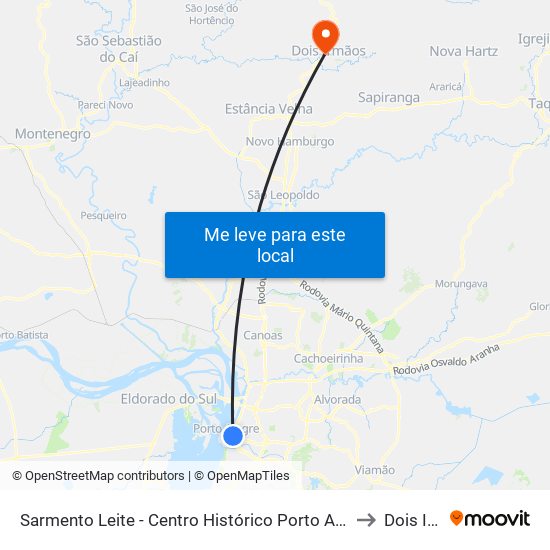 Sarmento Leite - Centro Histórico Porto Alegre - Rs 90050-200 Brasil to Dois Irmãos map