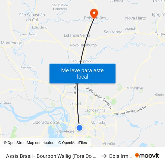 Assis Brasil - Bourbon Wallig (Fora Do Corredor) to Dois Irmãos map