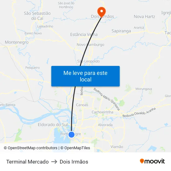 Terminal Mercado to Dois Irmãos map