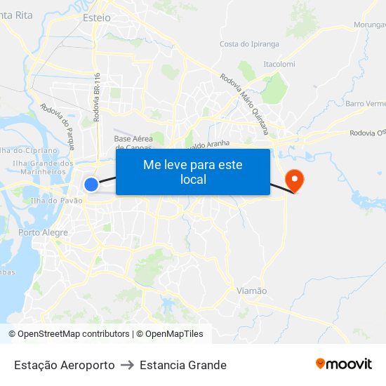 Estação Aeroporto to Estancia Grande map