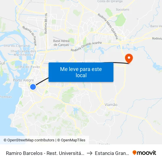 Ramiro Barcelos - Rest. Universitário to Estancia Grande map