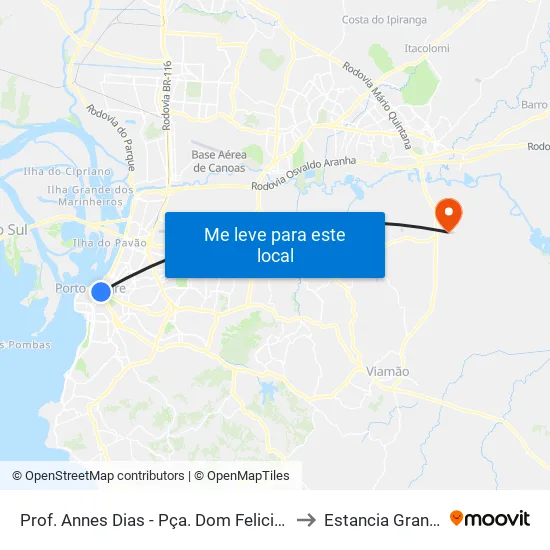 Prof. Annes Dias - Pça. Dom Feliciano to Estancia Grande map