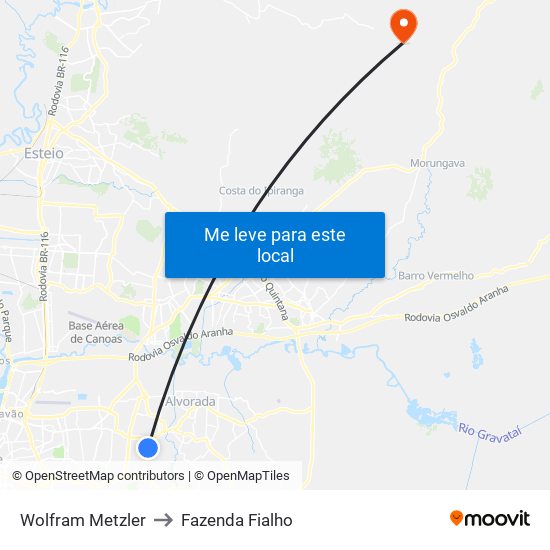 Wolfram Metzler to Fazenda Fialho map