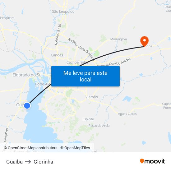 Guaíba to Glorinha map