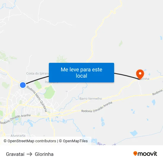 Gravataí to Glorinha map
