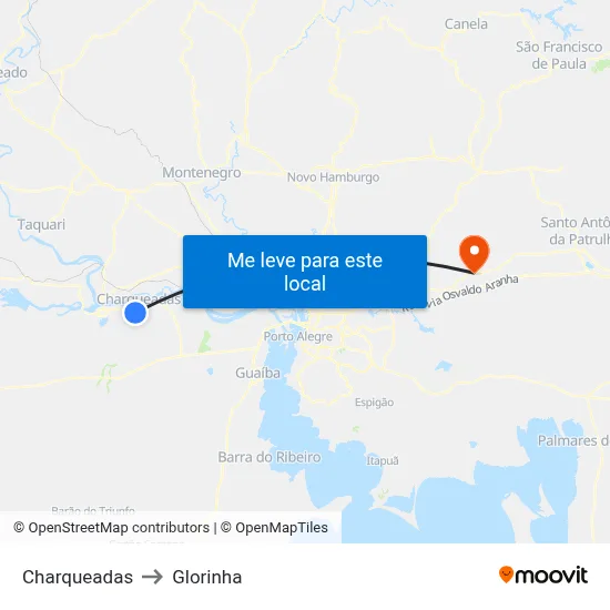Charqueadas to Glorinha map