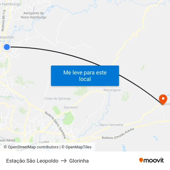 Estação São Leopoldo to Glorinha map