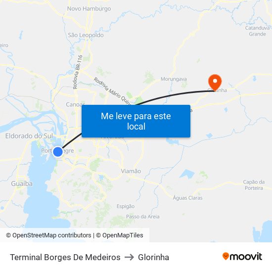 Terminal Borges De Medeiros to Glorinha map