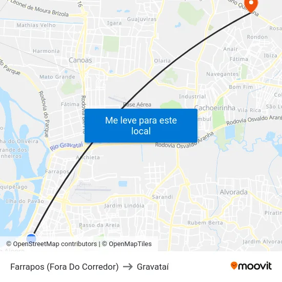 Farrapos (Fora Do Corredor) to Gravataí map