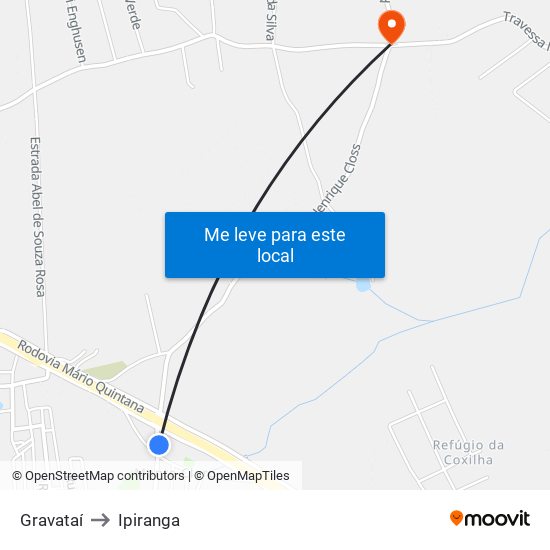 Gravataí to Ipiranga map