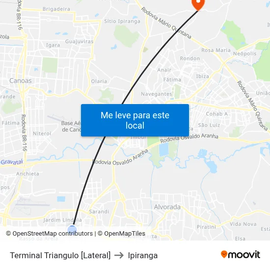 Terminal Triangulo [Lateral] to Ipiranga map