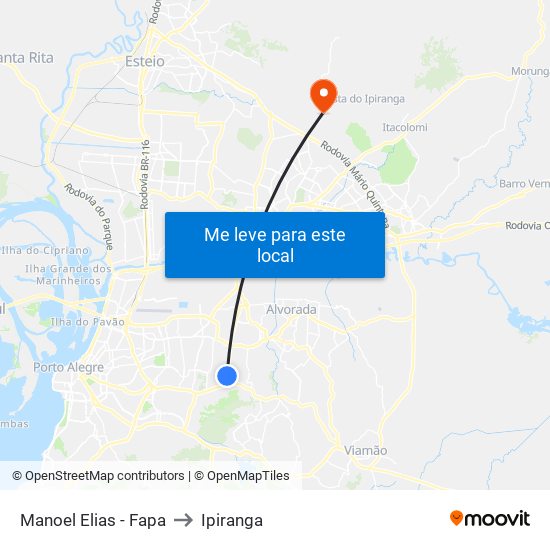 Manoel Elias - Fapa to Ipiranga map