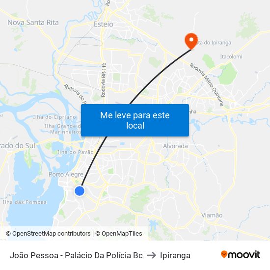 João Pessoa - Palácio Da Polícia Bc to Ipiranga map