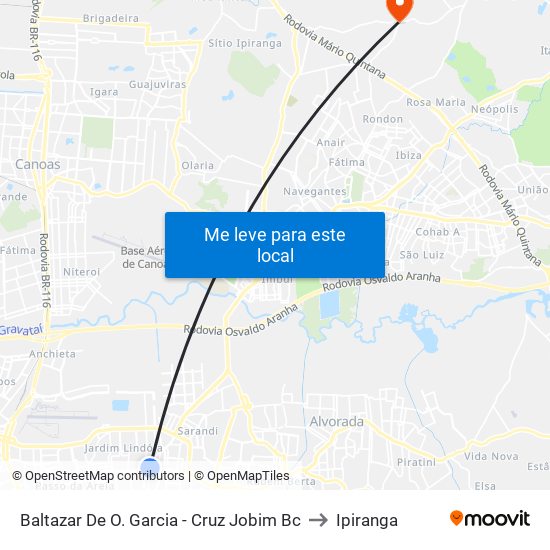 Baltazar De O. Garcia - Cruz Jobim Bc to Ipiranga map