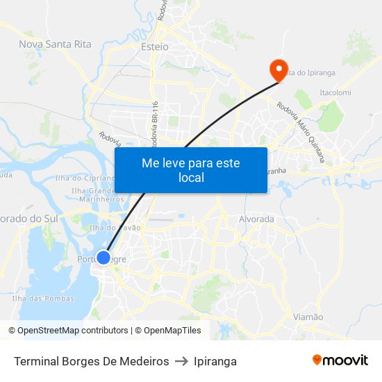 Terminal Borges De Medeiros to Ipiranga map