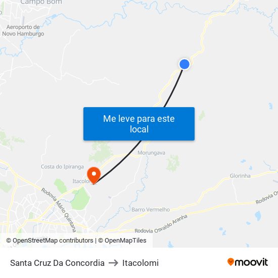 Santa Cruz Da Concordia to Itacolomi map