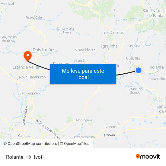 Rolante to Ivoti map