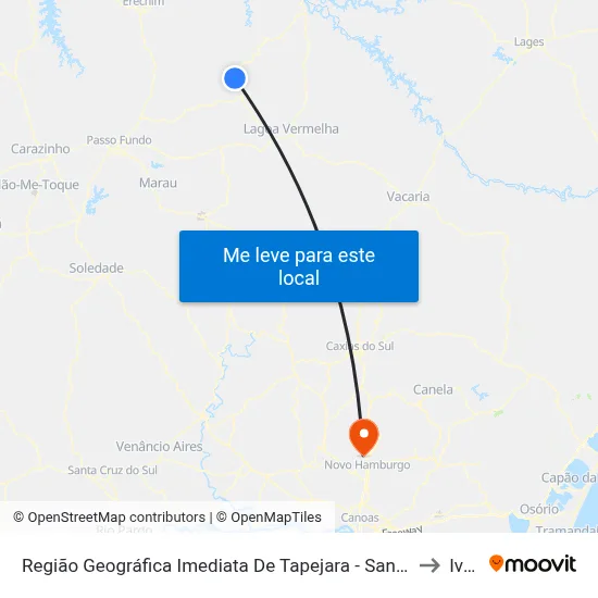 Região Geográfica Imediata De Tapejara - Sananduva to Ivoti map