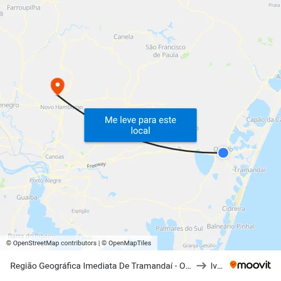Região Geográfica Imediata De Tramandaí - Osório to Ivoti map