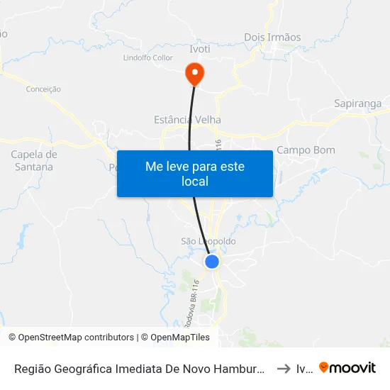 Região Geográfica Imediata De Novo Hamburgo - São Leopoldo to Ivoti map