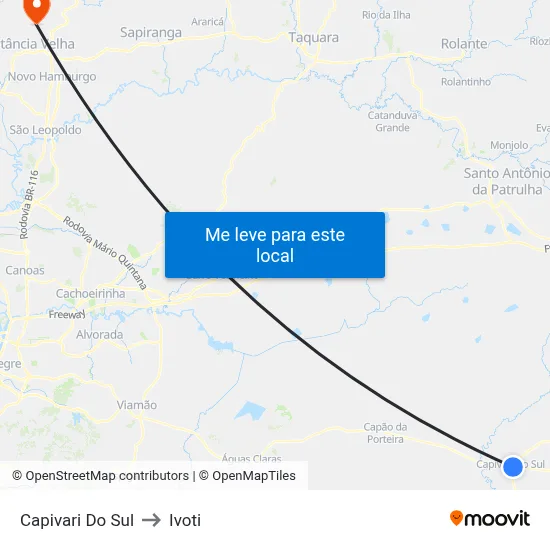 Capivari Do Sul to Ivoti map