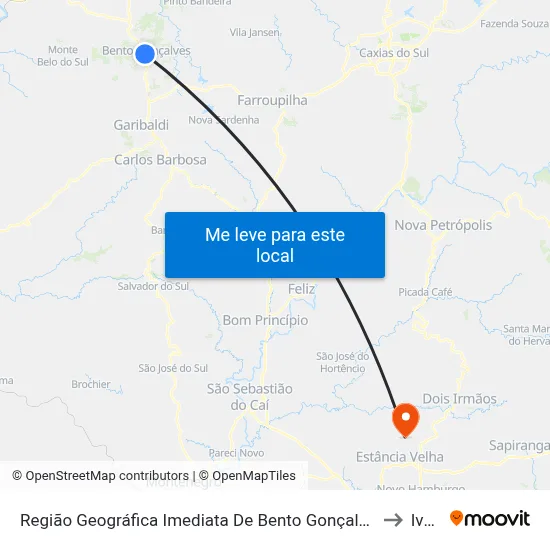 Região Geográfica Imediata De Bento Gonçalves to Ivoti map