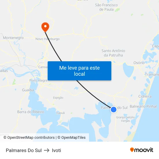 Palmares Do Sul to Ivoti map