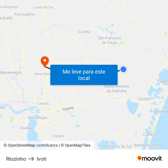 Riozinho to Ivoti map