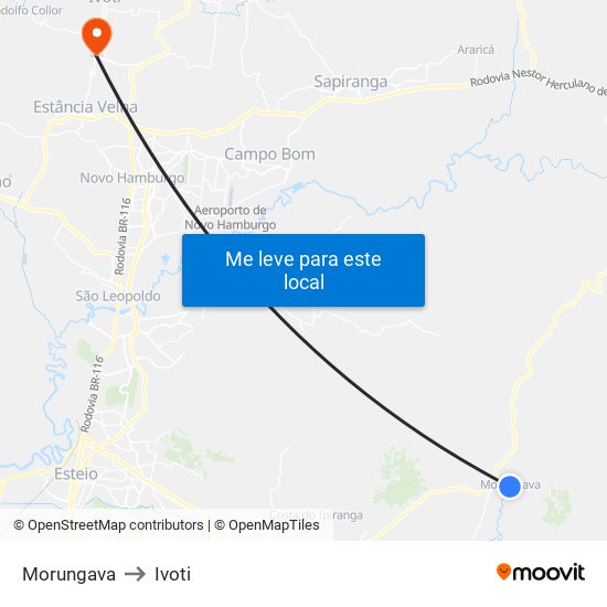 Morungava to Ivoti map