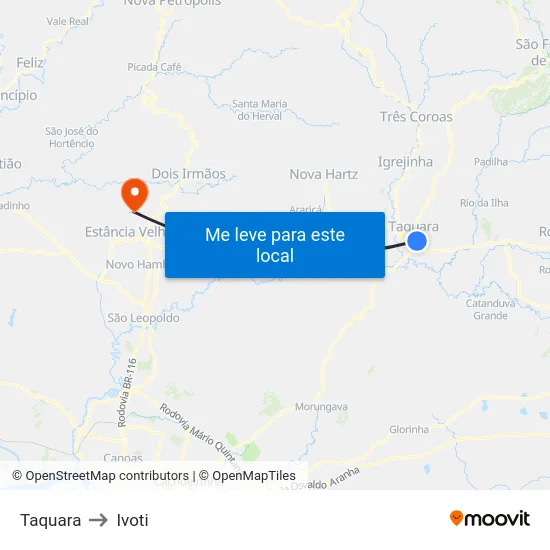 Taquara to Ivoti map