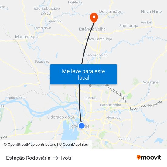 Estação Rodoviária to Ivoti map
