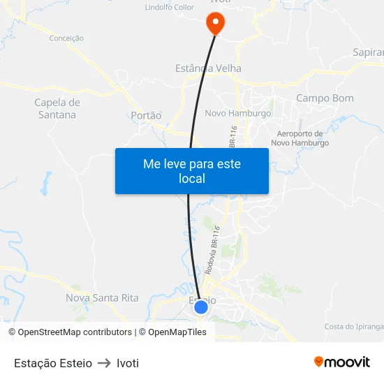 Estação Esteio to Ivoti map
