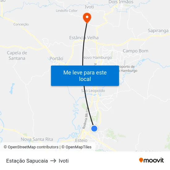 Estação Sapucaia to Ivoti map
